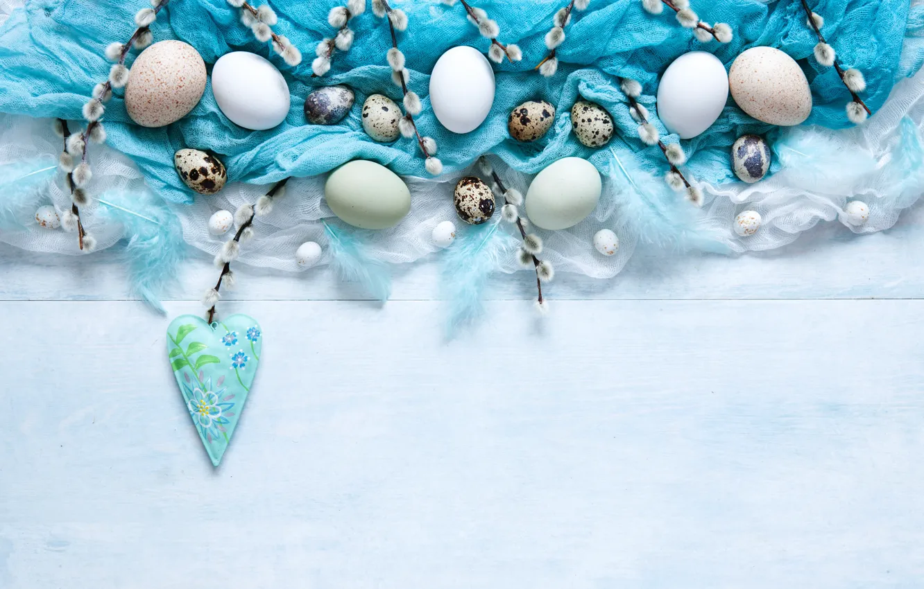 Фото обои праздник, яйца, Пасха, ткань, верба