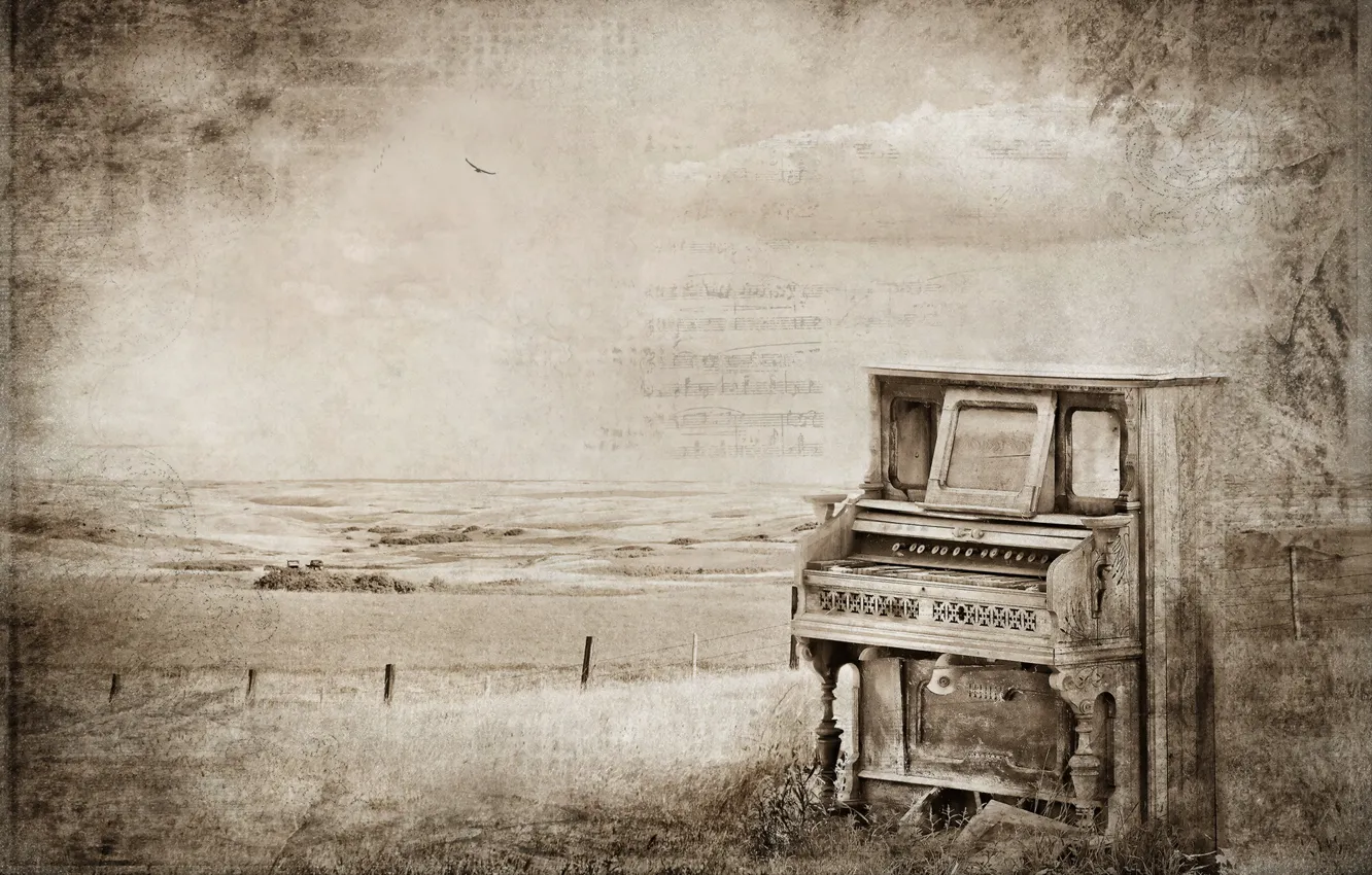 Фото обои vintage, piano, textures
