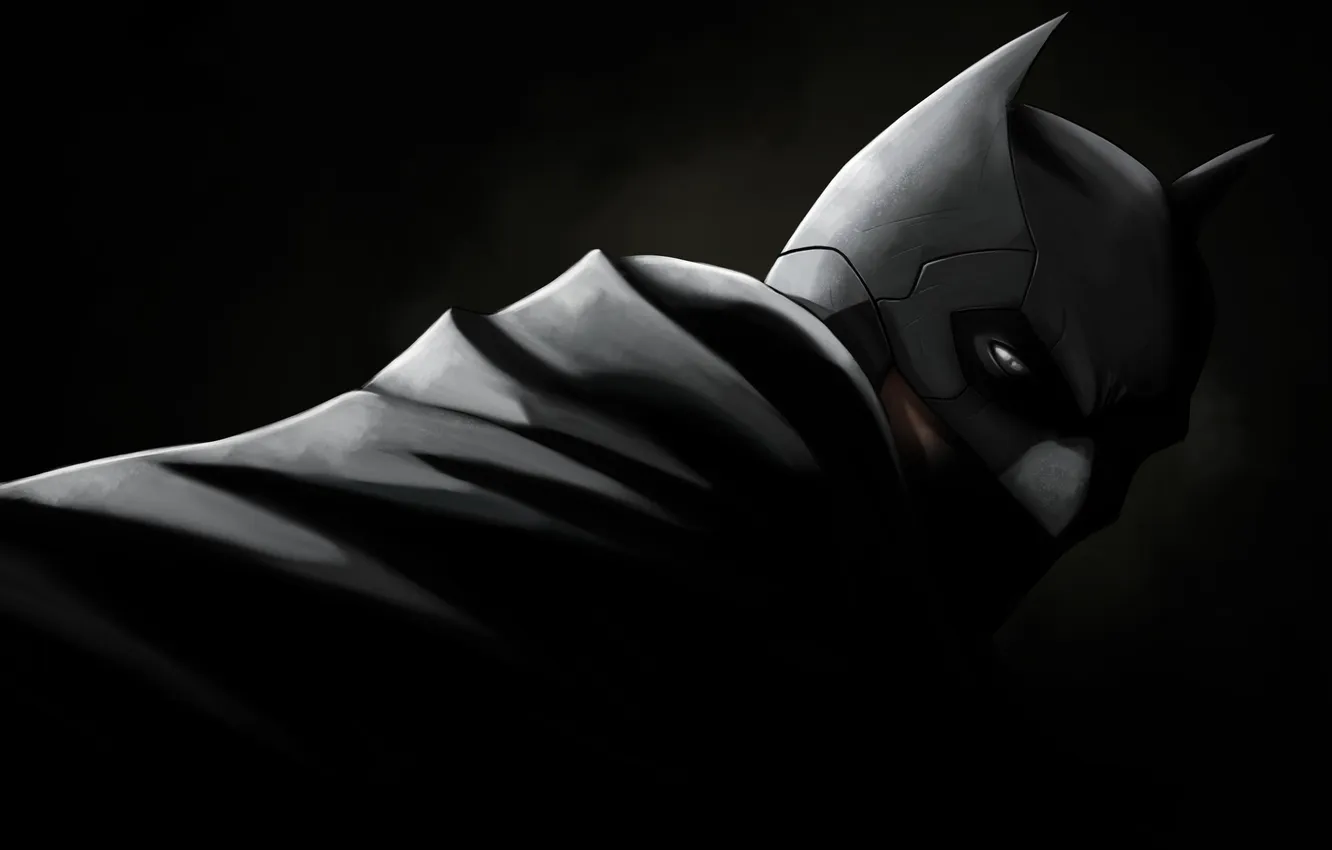 Фото обои взгляд, маска, костюм, плащ, Batman, Bruce Wayne