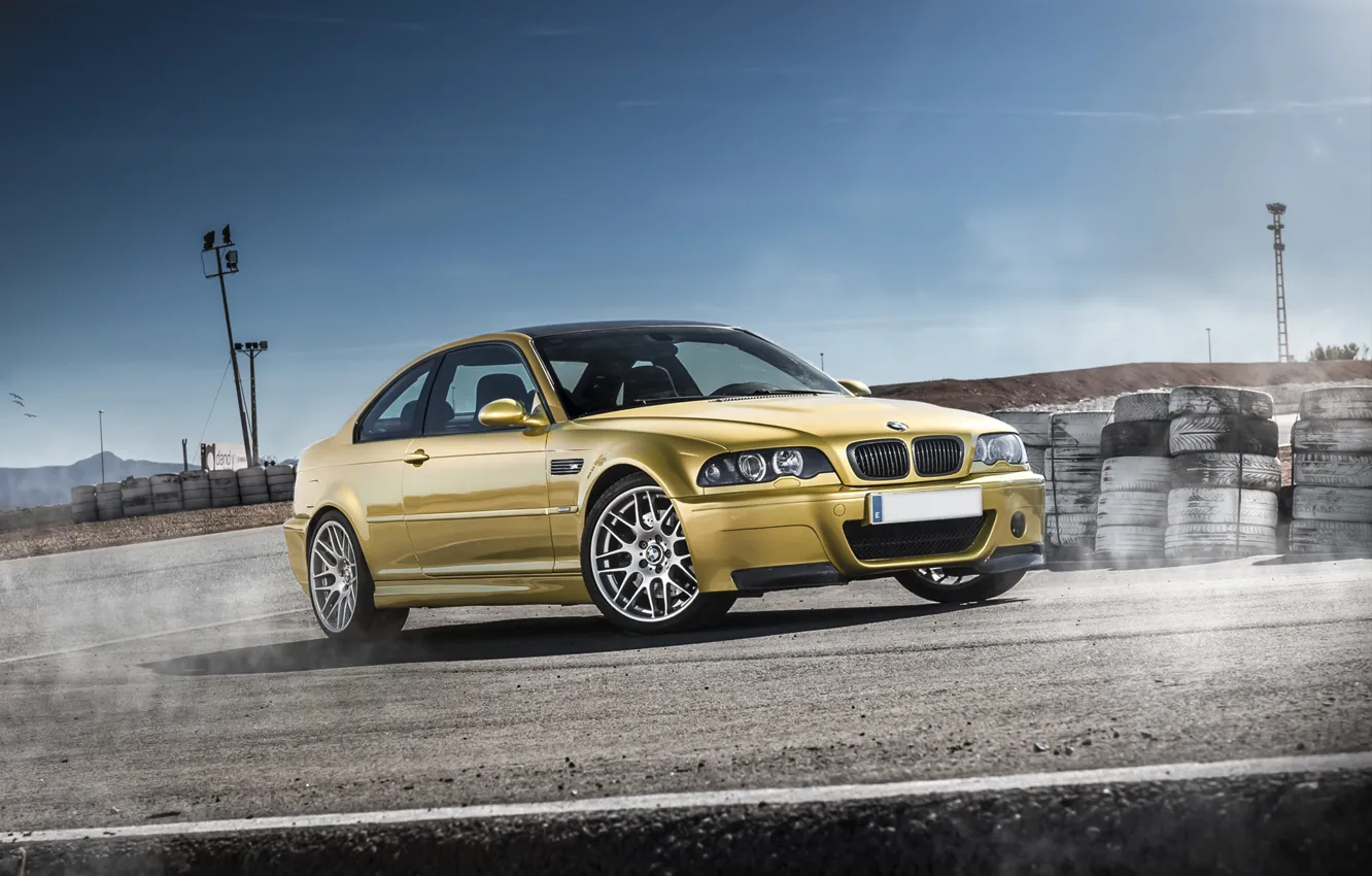 Фото обои бмв, BMW, gold, E46, золотая