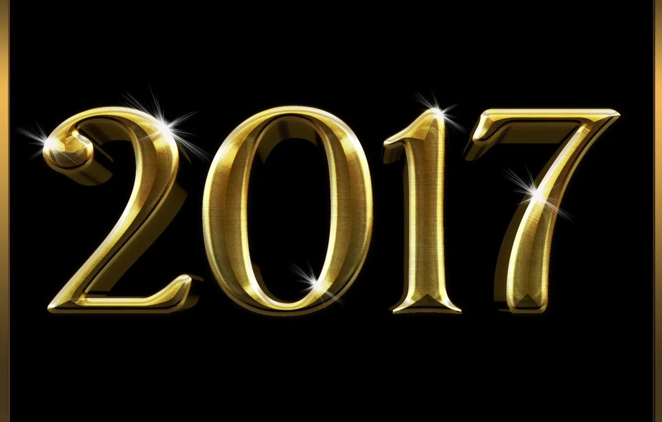 Фото обои Новый Год, metal, golden, gold, new year, happy, fireworks, 2017
