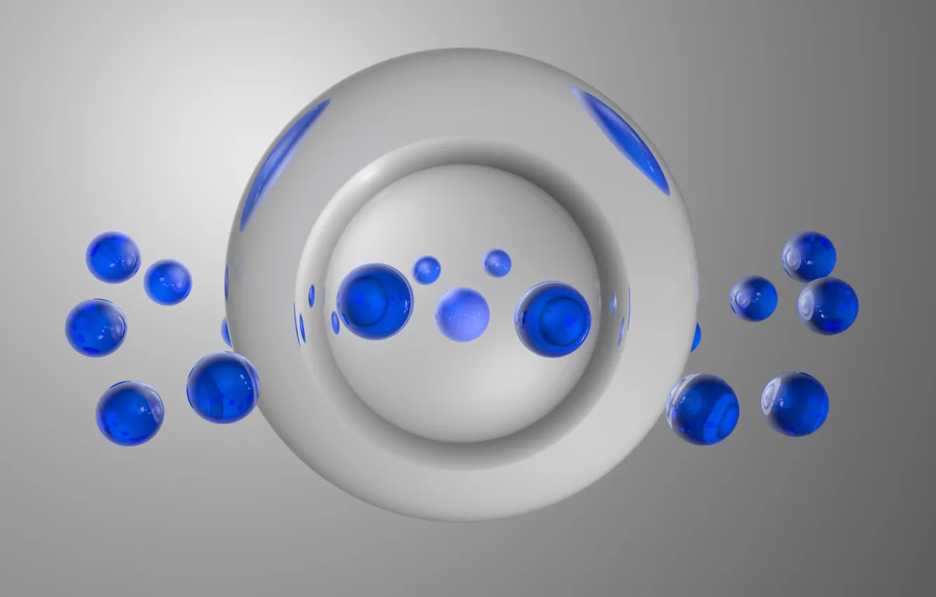 Фото обои шарики, синий, прозрачный, графика, украшение, стекляшки