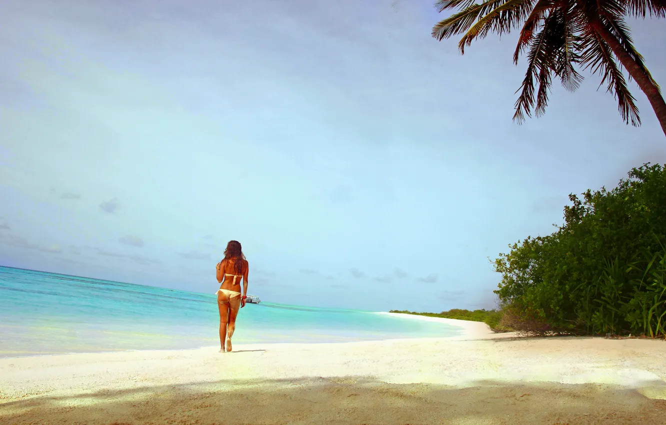 Фото обои colorful, beach, sky, legs, rear, maldives, horizon, turquoise