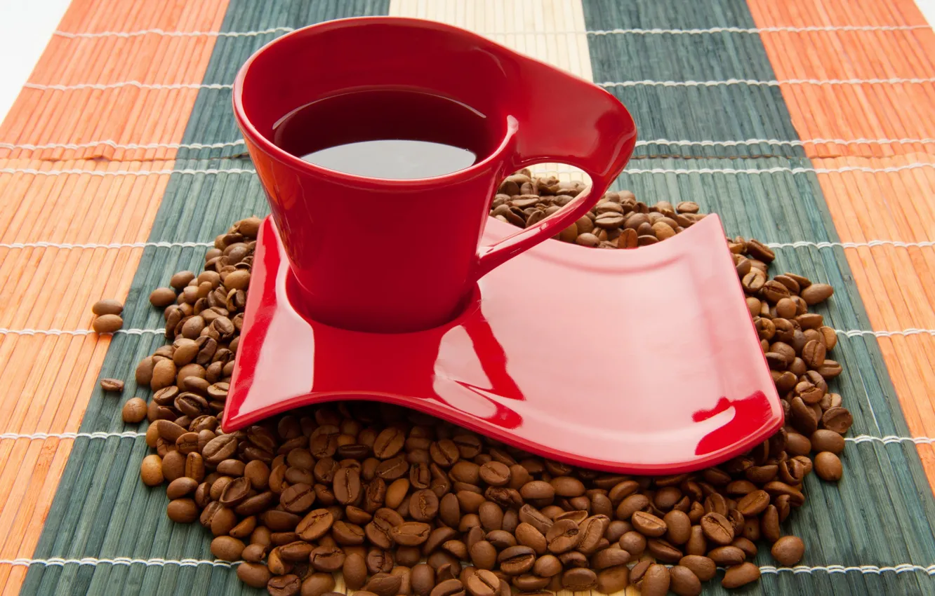 Фото обои кофе, чашка, напиток, кофейные зёрна