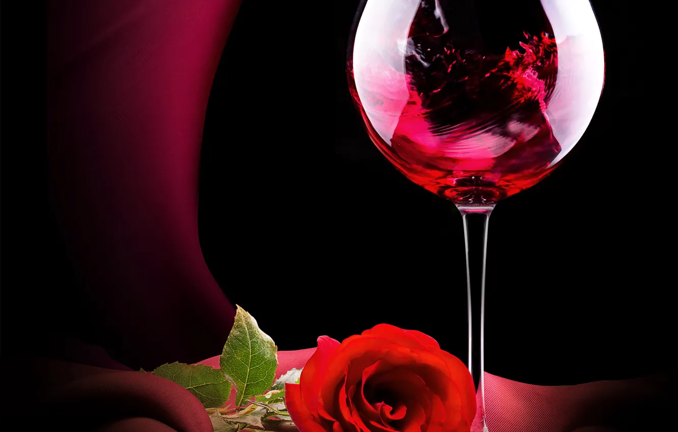 Фото обои вино, бокал, роза, Roses, Valentines Day, Wine
