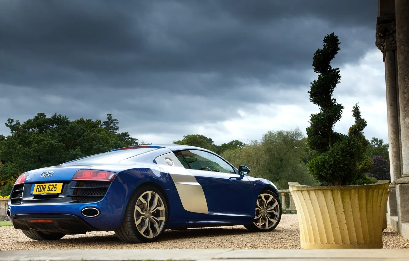 Фото обои car, машина, небо, тучи, sky, clouds, 3000x2072, audi r8 v10