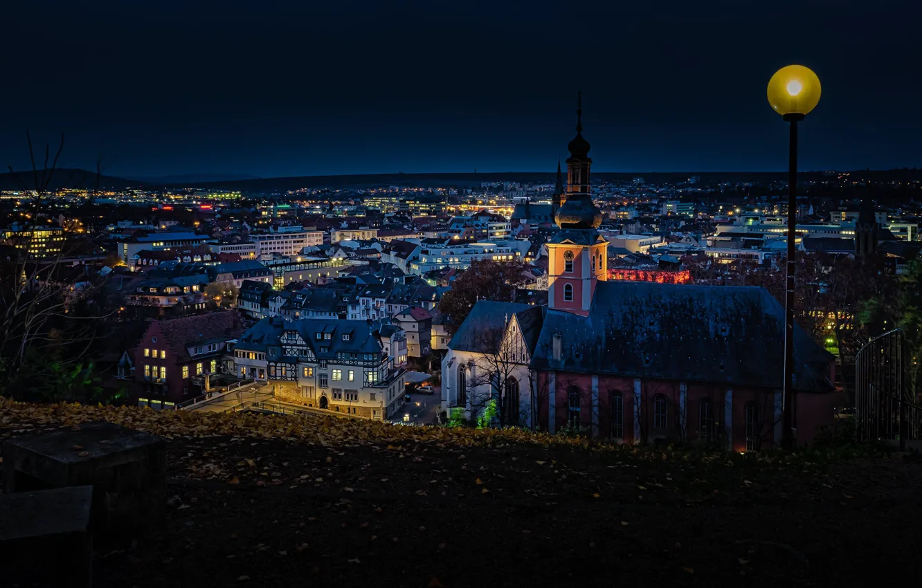 Фото обои огни, вечер, Германия, Бад-Кройцнах