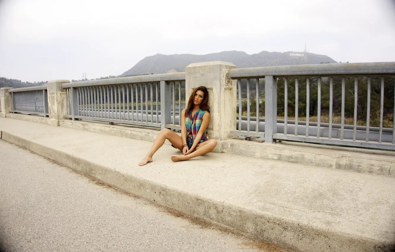 Фото обои Hollywood, girl, USA, United States, woman, bridge, Los Angeles, California