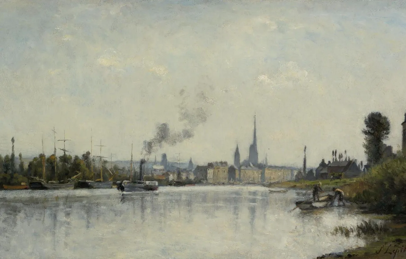 Фото обои пейзаж, картина, Сена в Руане, Stanislas Lepine, Станислас Лепин