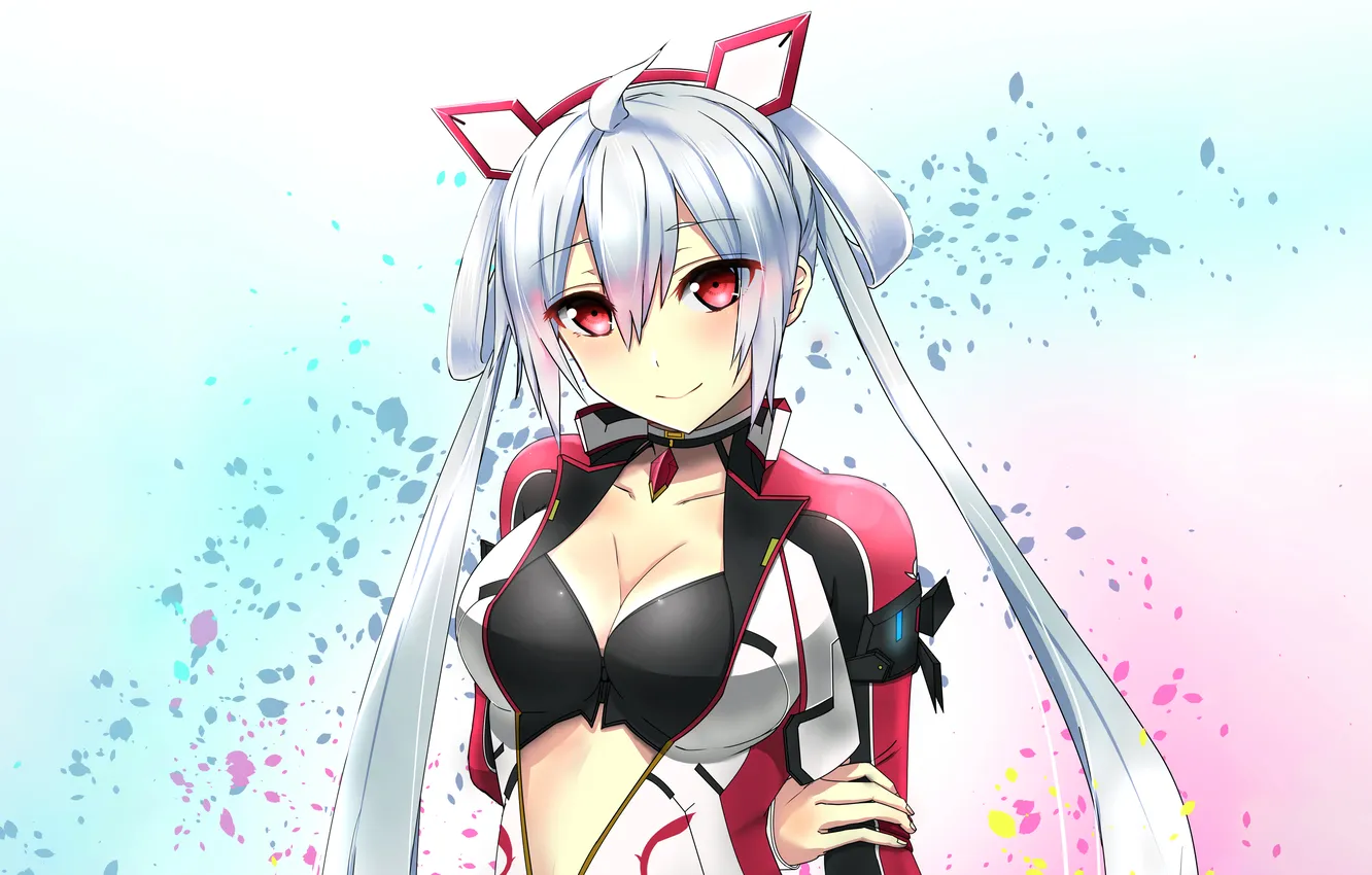 Фото обои girl, sexy, cleavage, long hair, boobs, anime, beautiful, twintails