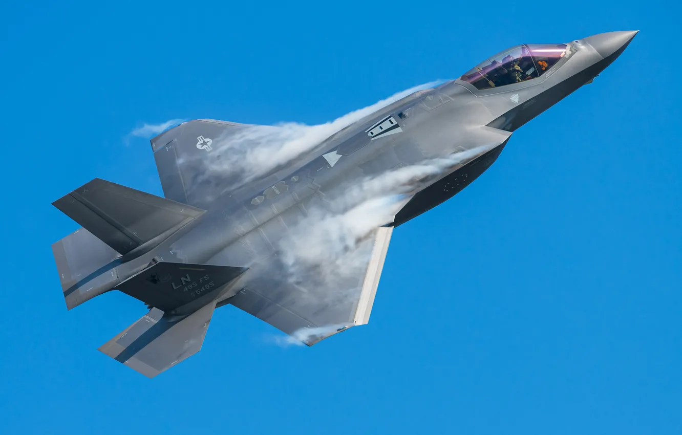 Фото обои Lightning, F-35, F-35 Lightning, Fighter aircraft, Afterburner