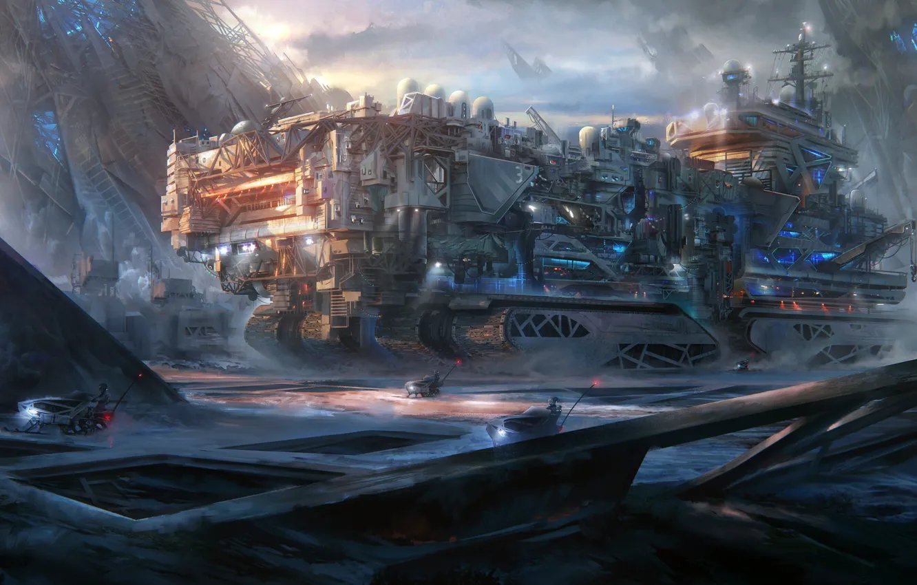 Фото обои Ice age Ark, Beyond Human environment art challenge, doneas, snowtown
