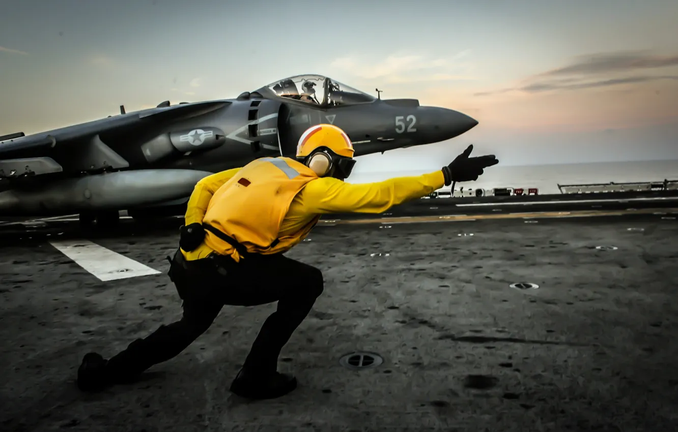 Фото обои Harrier, Sailors, war fighters