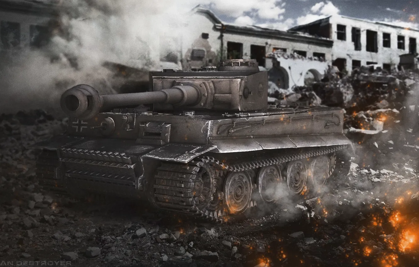 Фото обои Германия, танк, Tiger, танки, Germany, WoT, Мир танков, tank