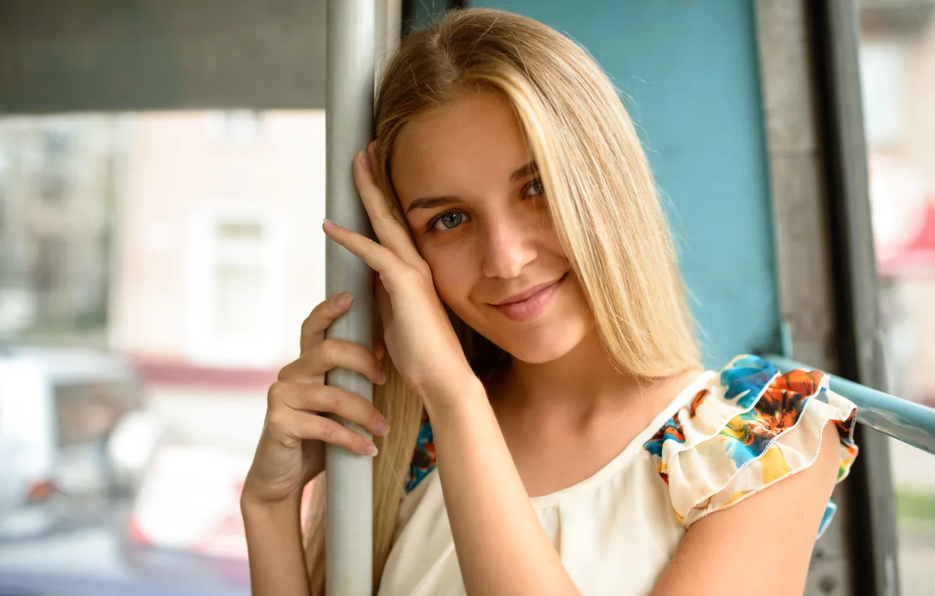 Фото обои лето, взгляд, девушка, радость, улыбка, милая, портрет, платье
