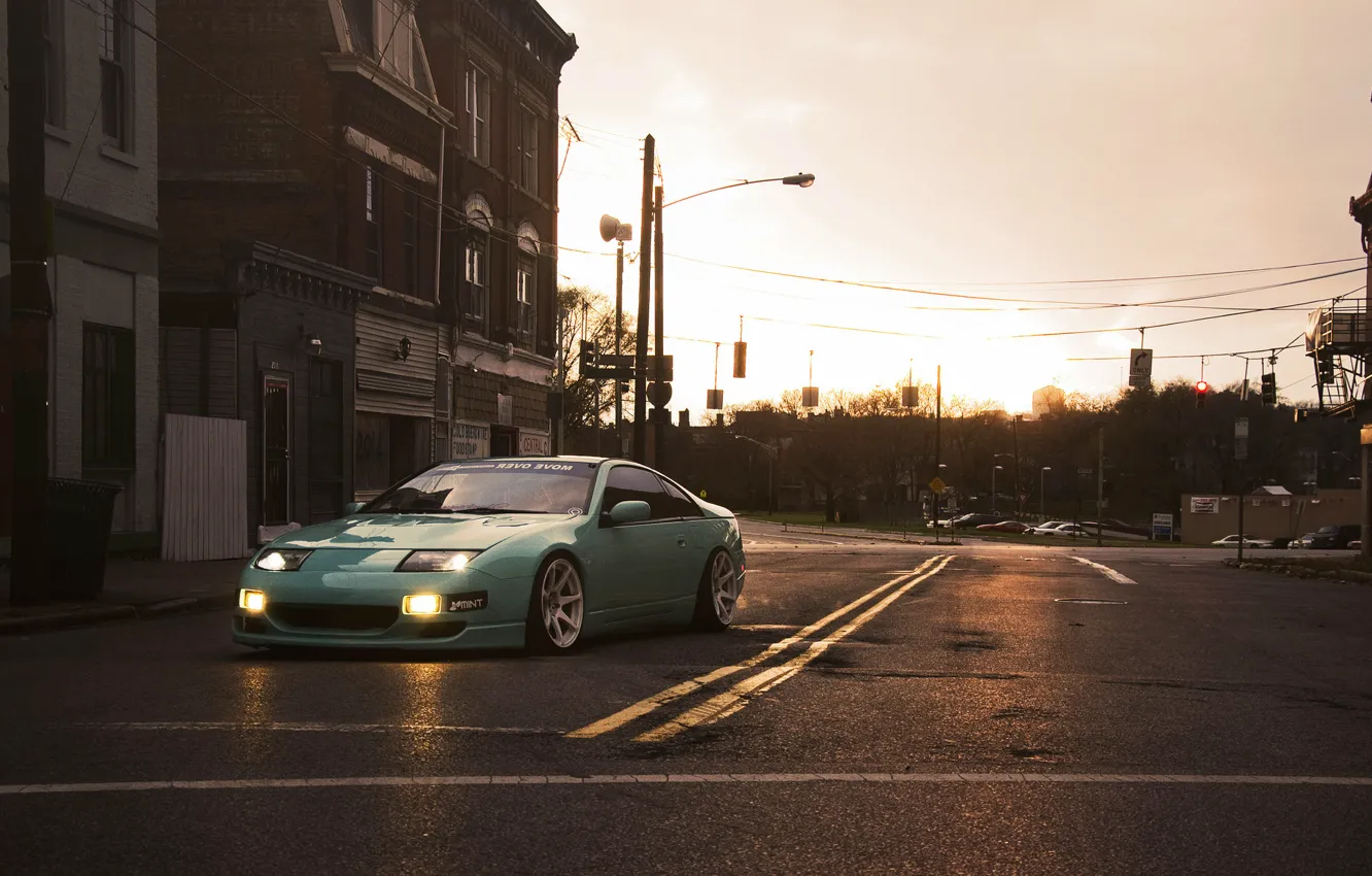 Фото обои город, green, улица, Nissan, ниссан, 300zx, fairlady