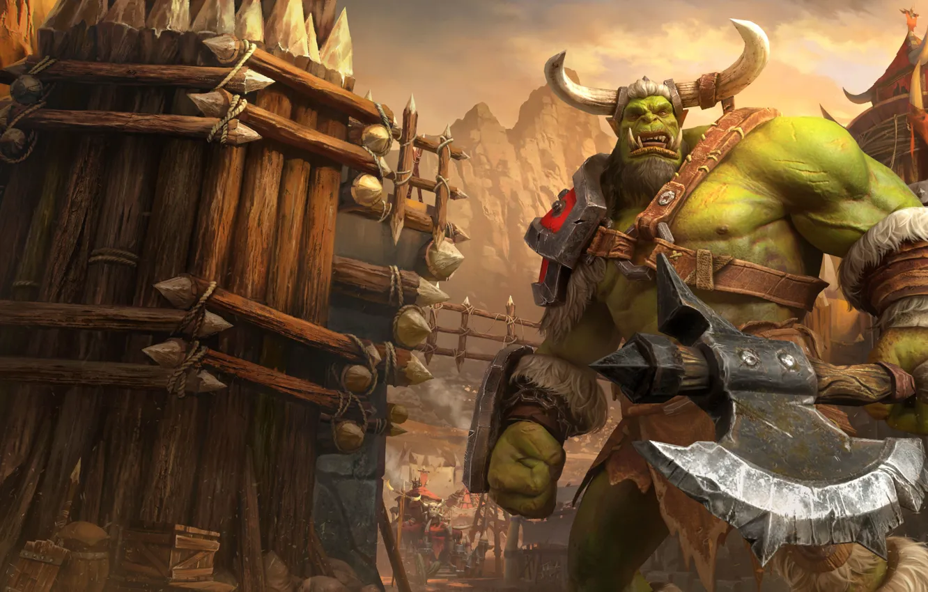 Фото обои топор, орк, Warcraft III, Warcraft III: Reforged