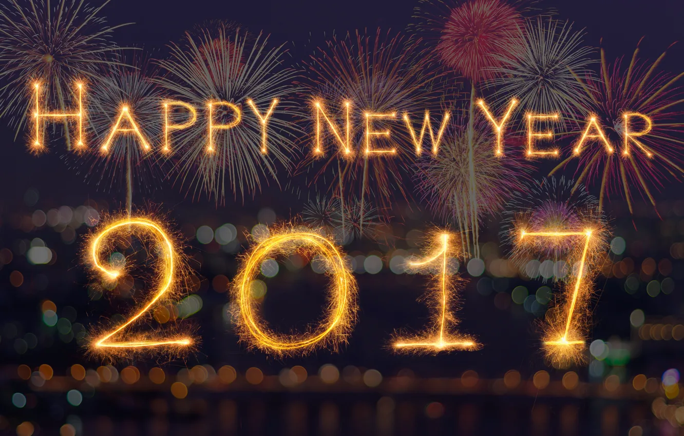 Фото обои new year, happy, 2017
