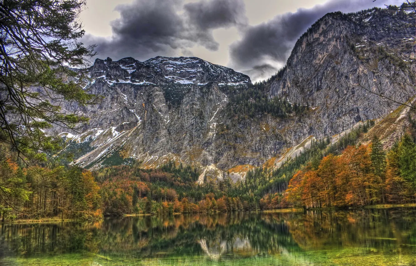 Фото обои пейзаж, горы, природа, озеро, HDR, Австрия, Gmunden