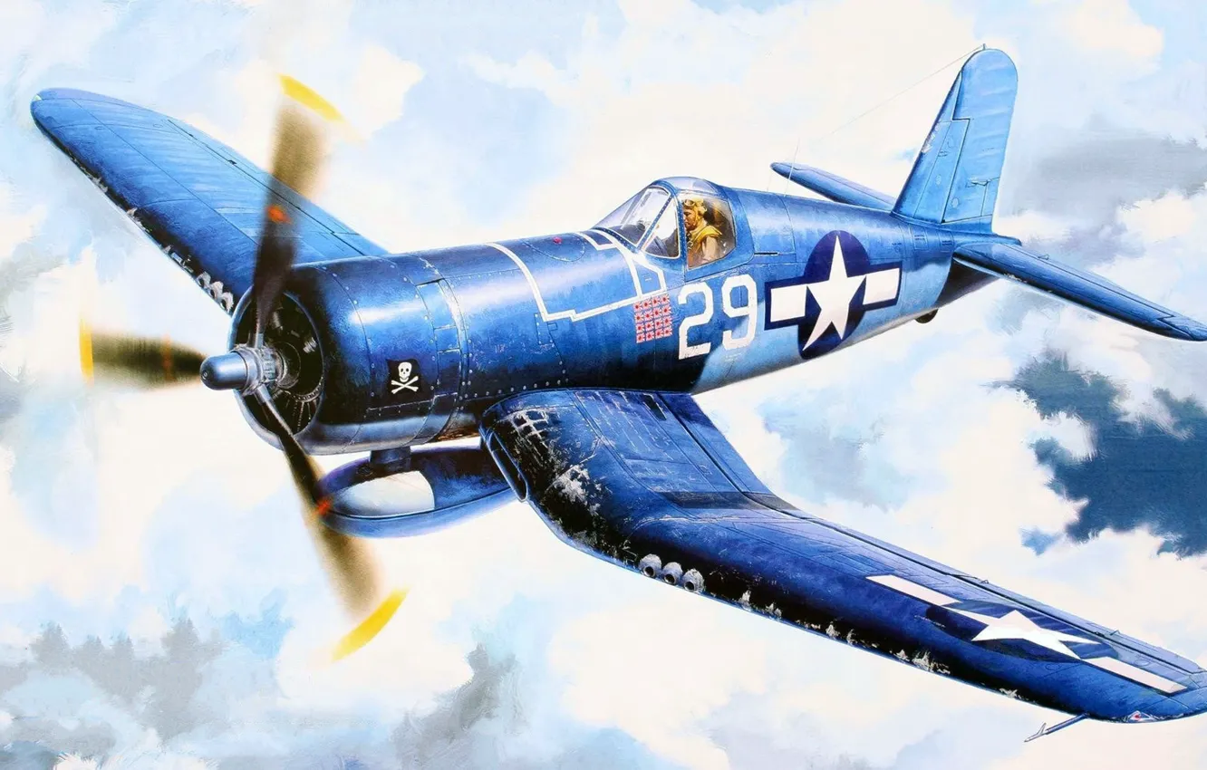Фото обои Corsair, Chance Vought, одноместный палубный истребитель, F4U-1