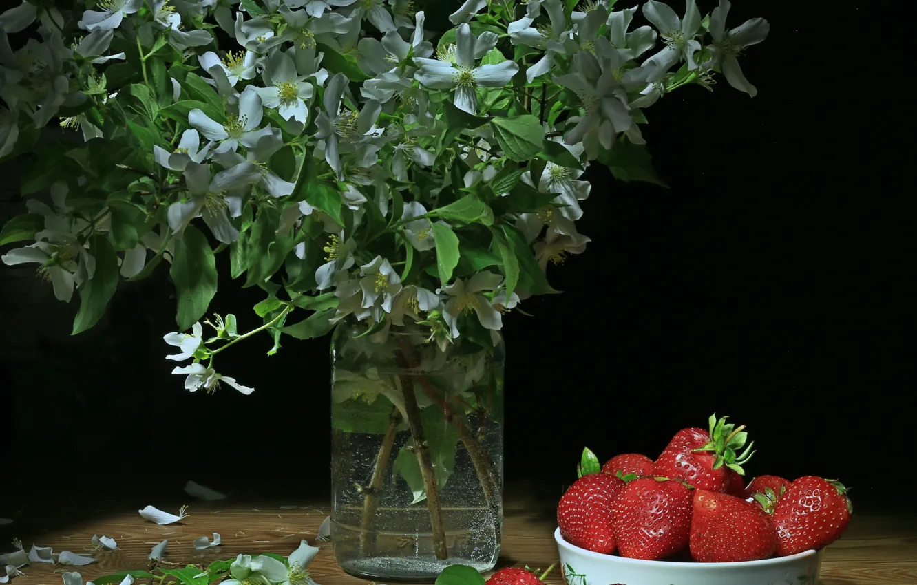 Фото обои растение, клубника, ягода, жасмин
