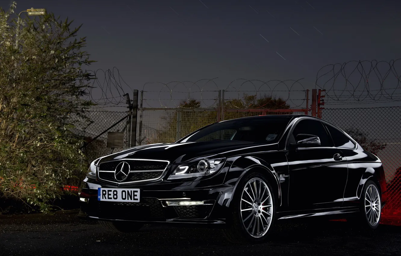 Фото обои Mercedes, Benz, 2012, AMG, Black, Coupe, C63