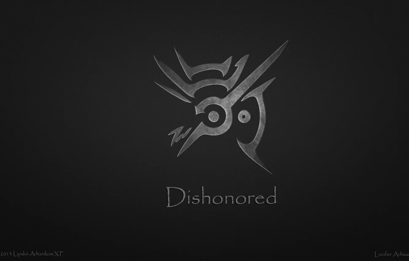 Фото обои серый, Минимализм, символ, слово, Dishonored, Арханикум
