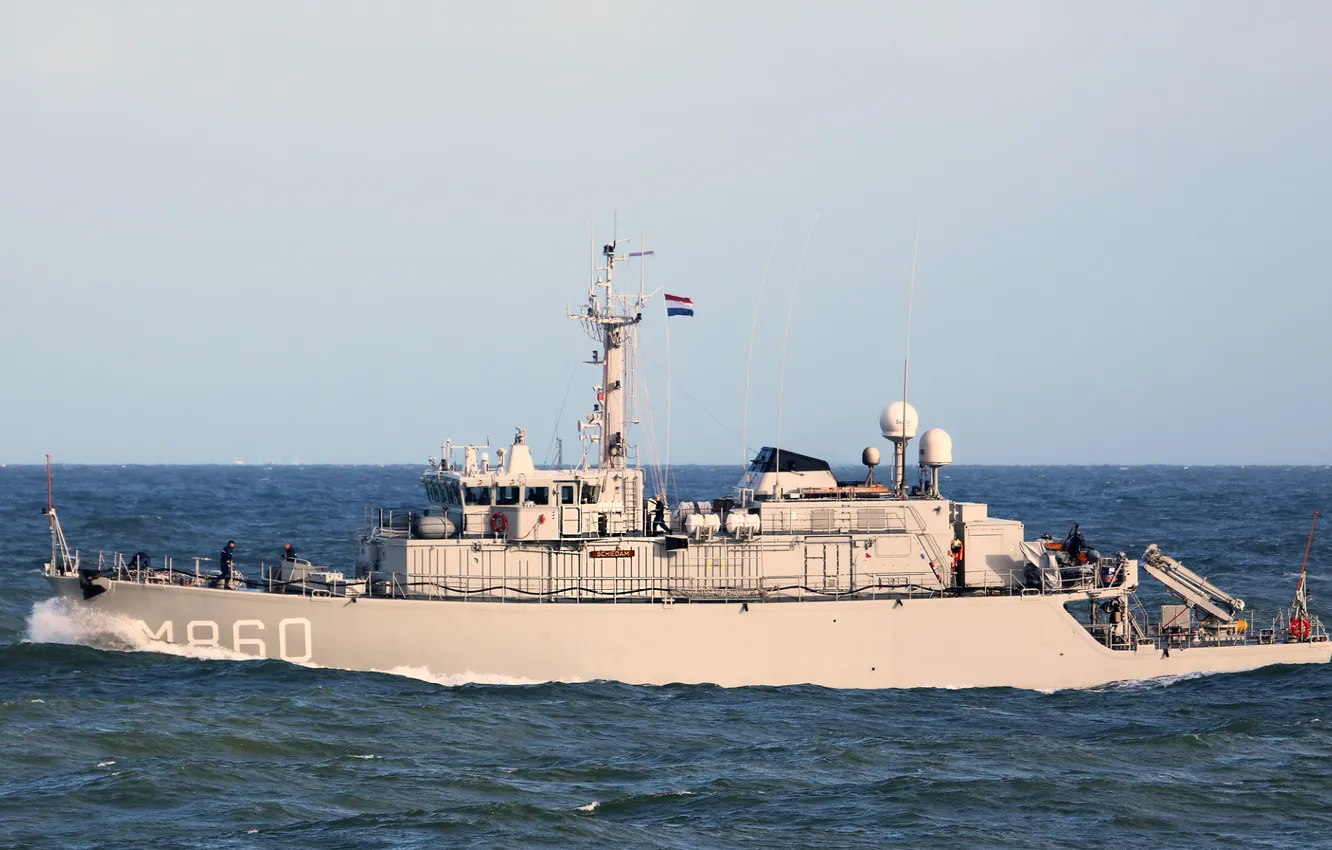Фото обои тральщик, ВМС Нидерландов, HNLMS Schiedam, M460