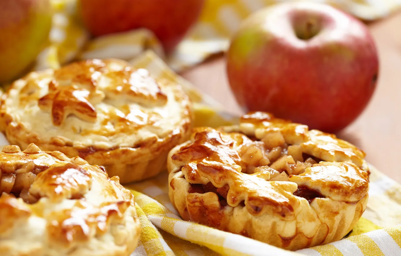 Фото обои яблоки, выпечка, яблочный пирог, мини- пирог