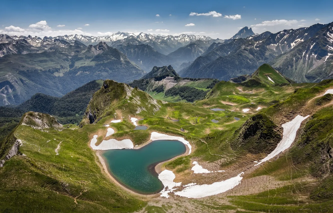 Фото обои пейзаж, горы, природа, панорама
