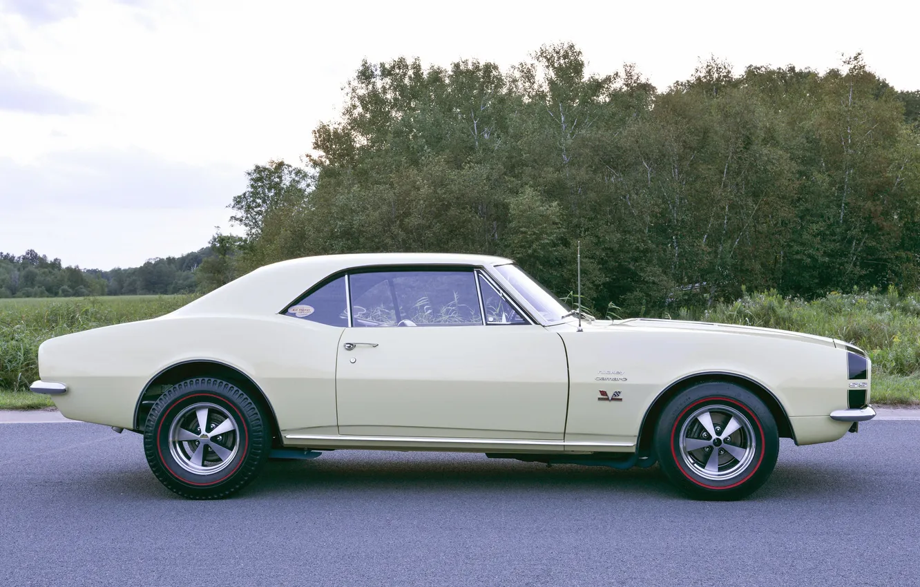 Фото обои ретро, купе, Chevrolet, Camaro, спорт кар, вид сбоку, coupe, 1967