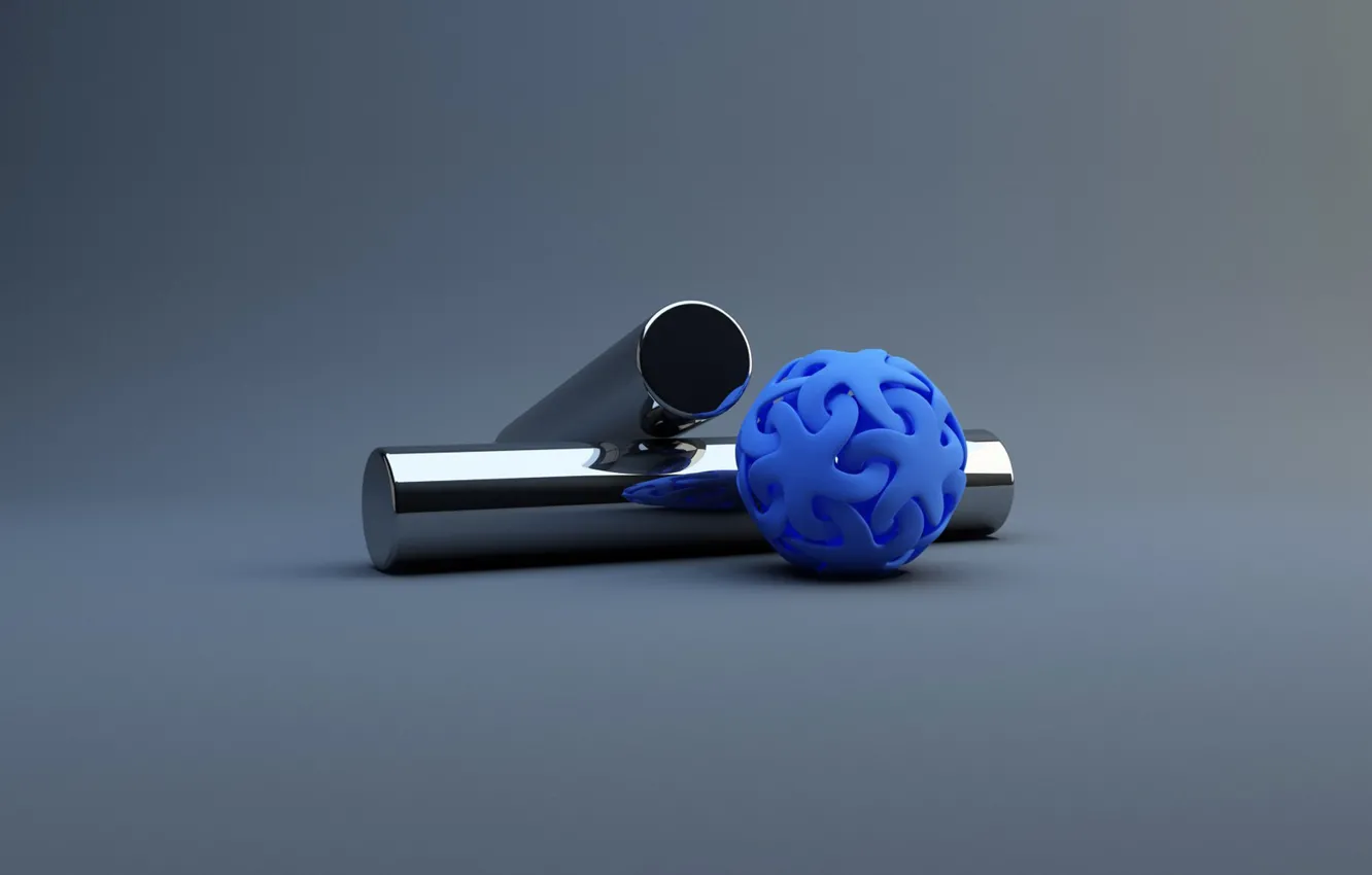 Фото обои Цилиндры, синий шар