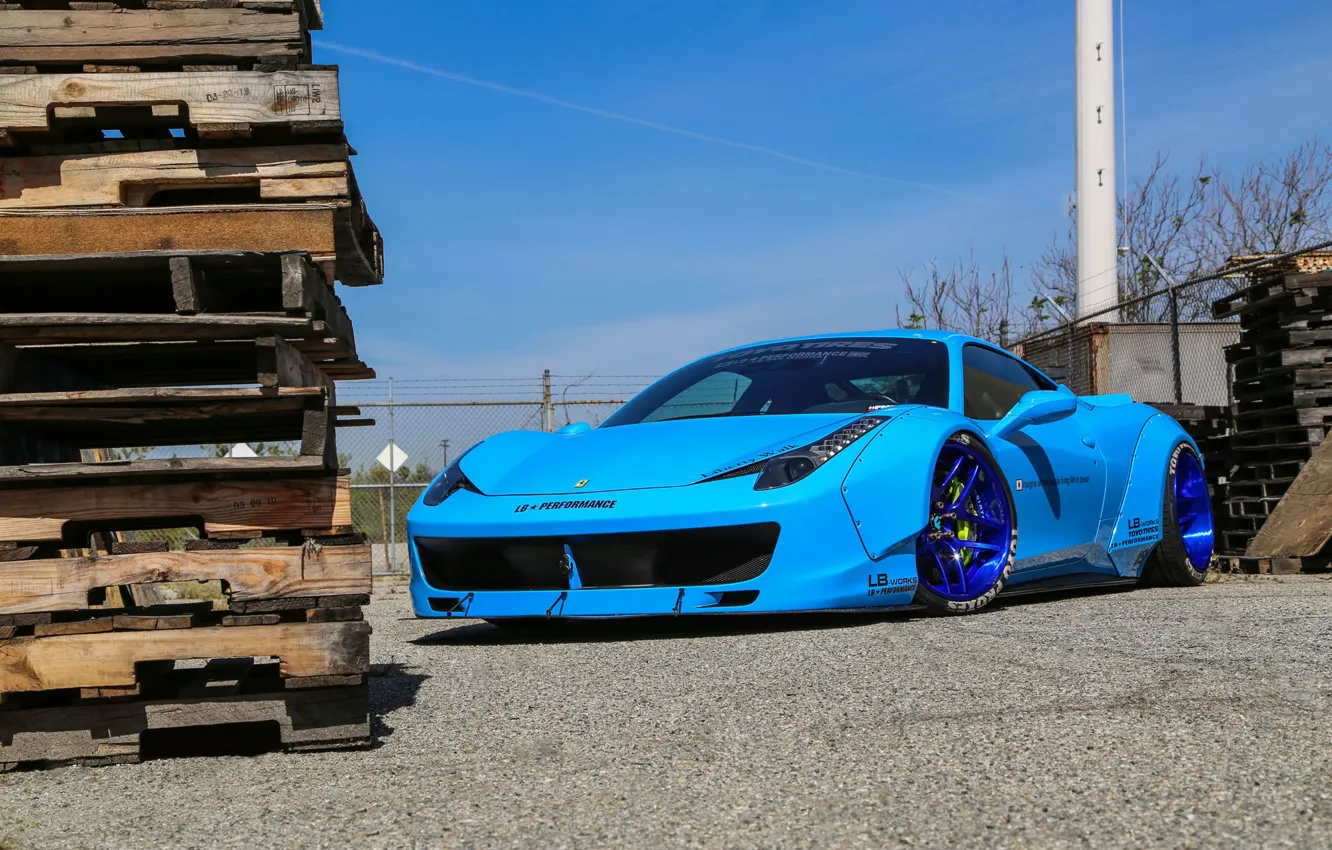 Фото обои Ferrari, 458, Blue, Italia, Edition, Liberty, Walk