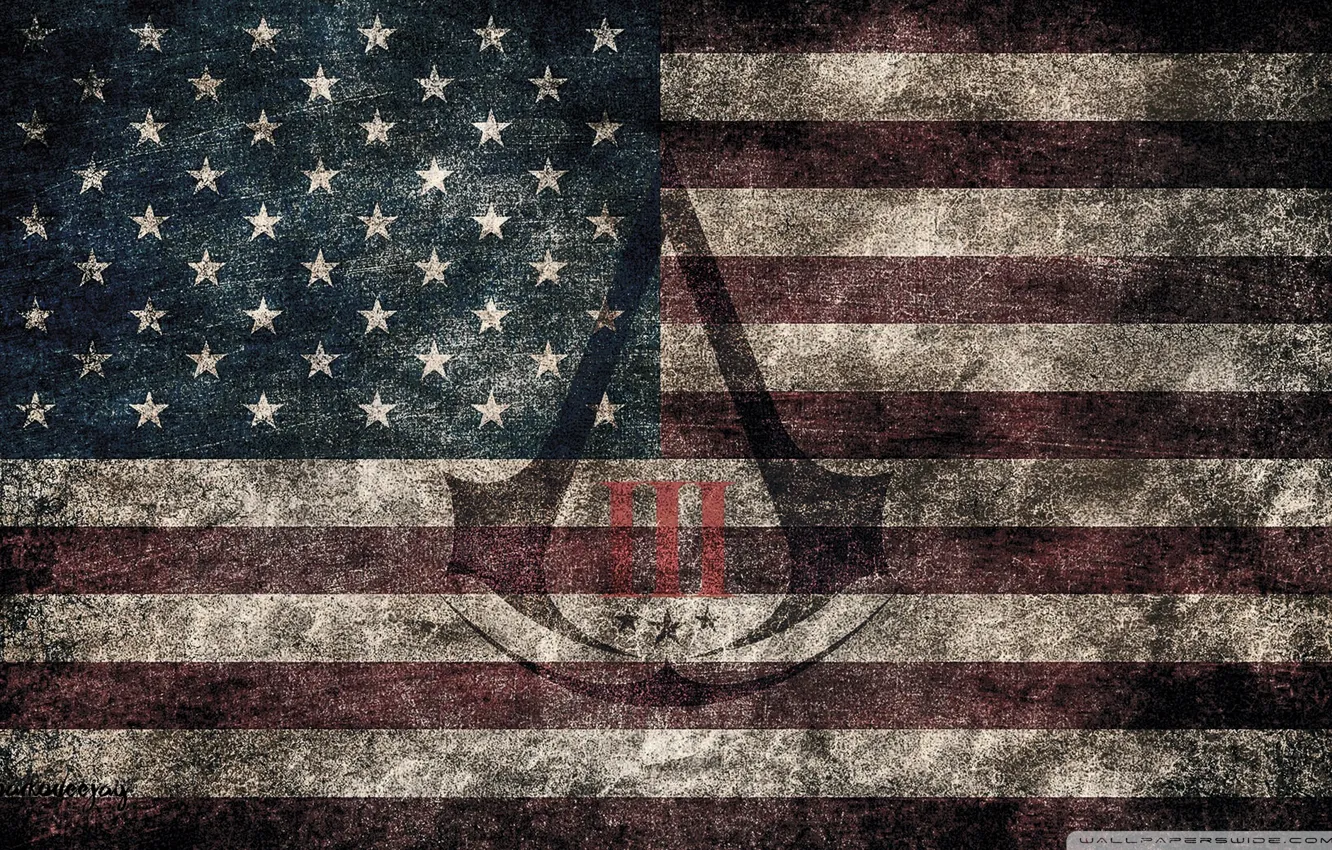 Фото обои Assassins, Flag, Creed 3, Blak Flag