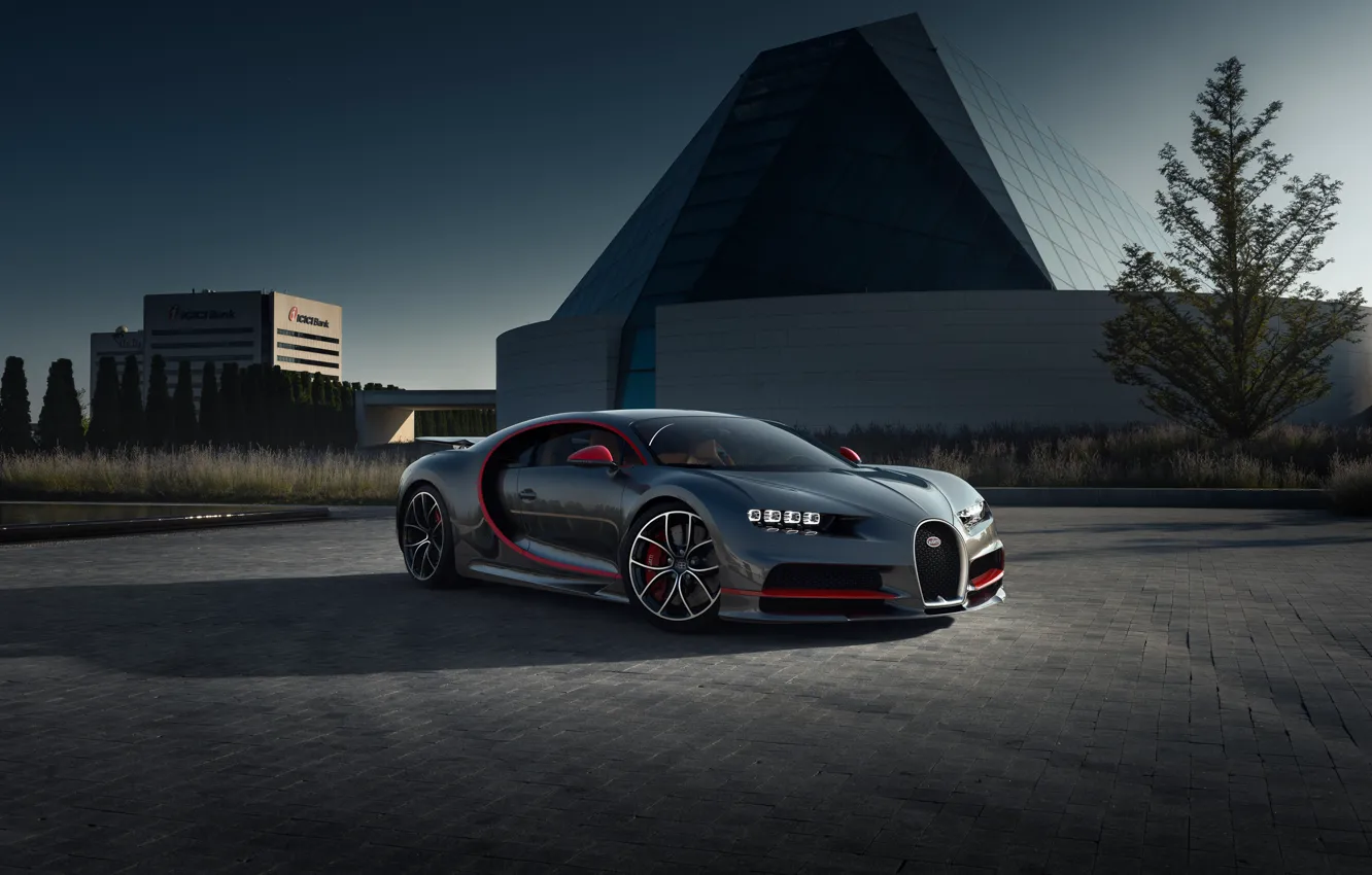 Фото обои Bugatti, суперкар, гиперкар, CGI, Chiron, 2019