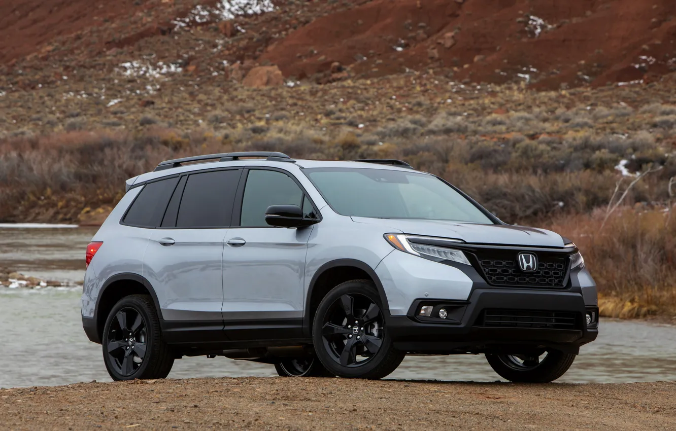 Фото обои берег, склон, Honda, водоём, 2019, Passport