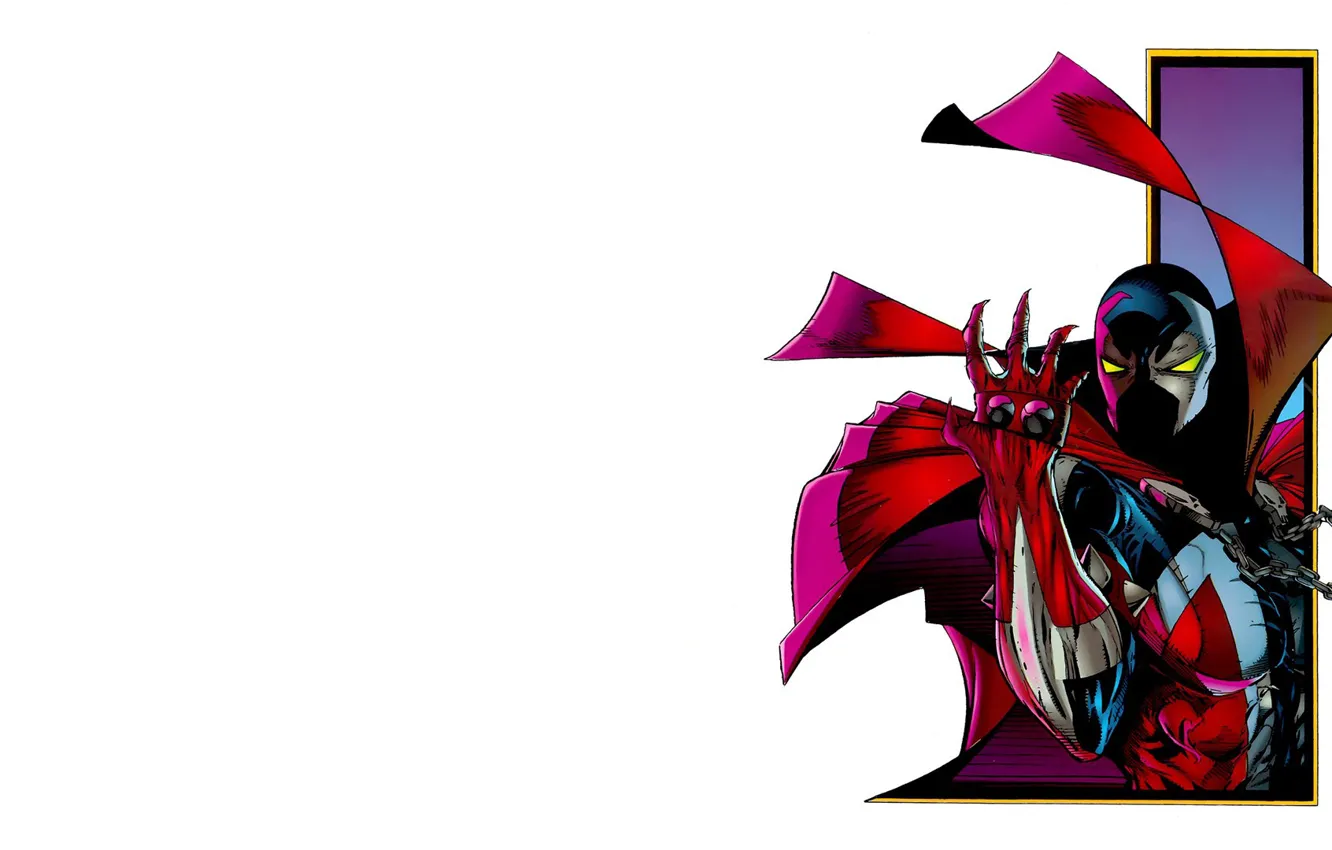 Фото обои герой, цепь, костюм, когти, плащ, супергерой, спаун, комикс