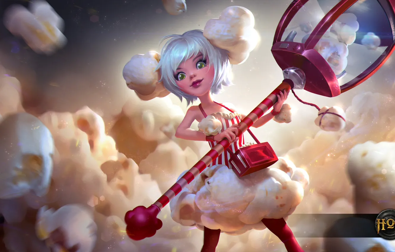 Фото обои девочка, hon, pearl, art, попкорн, Heroes of Newerth, Popcorn Pearl