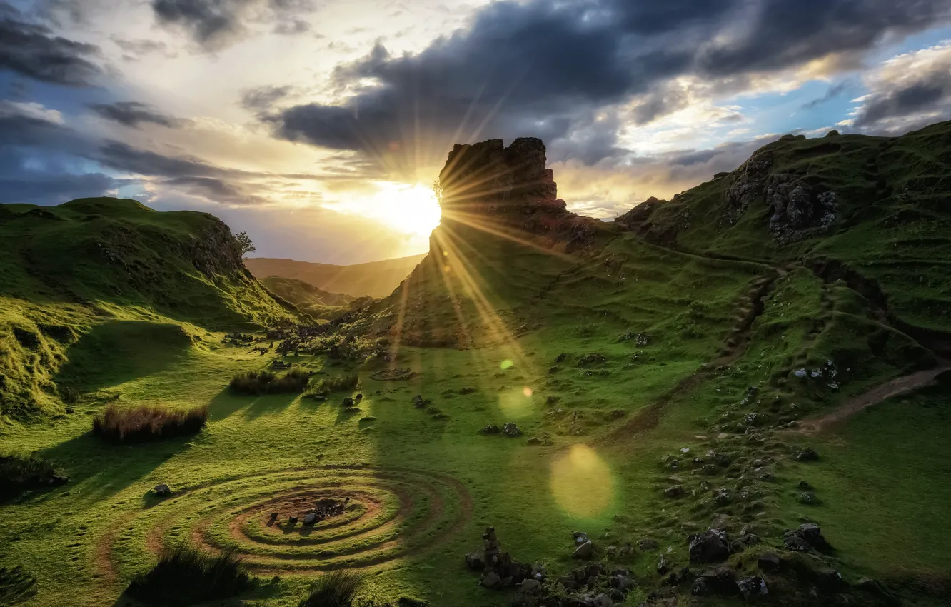 Фото обои закат, Шотландия, Scotland, Isle of Skye