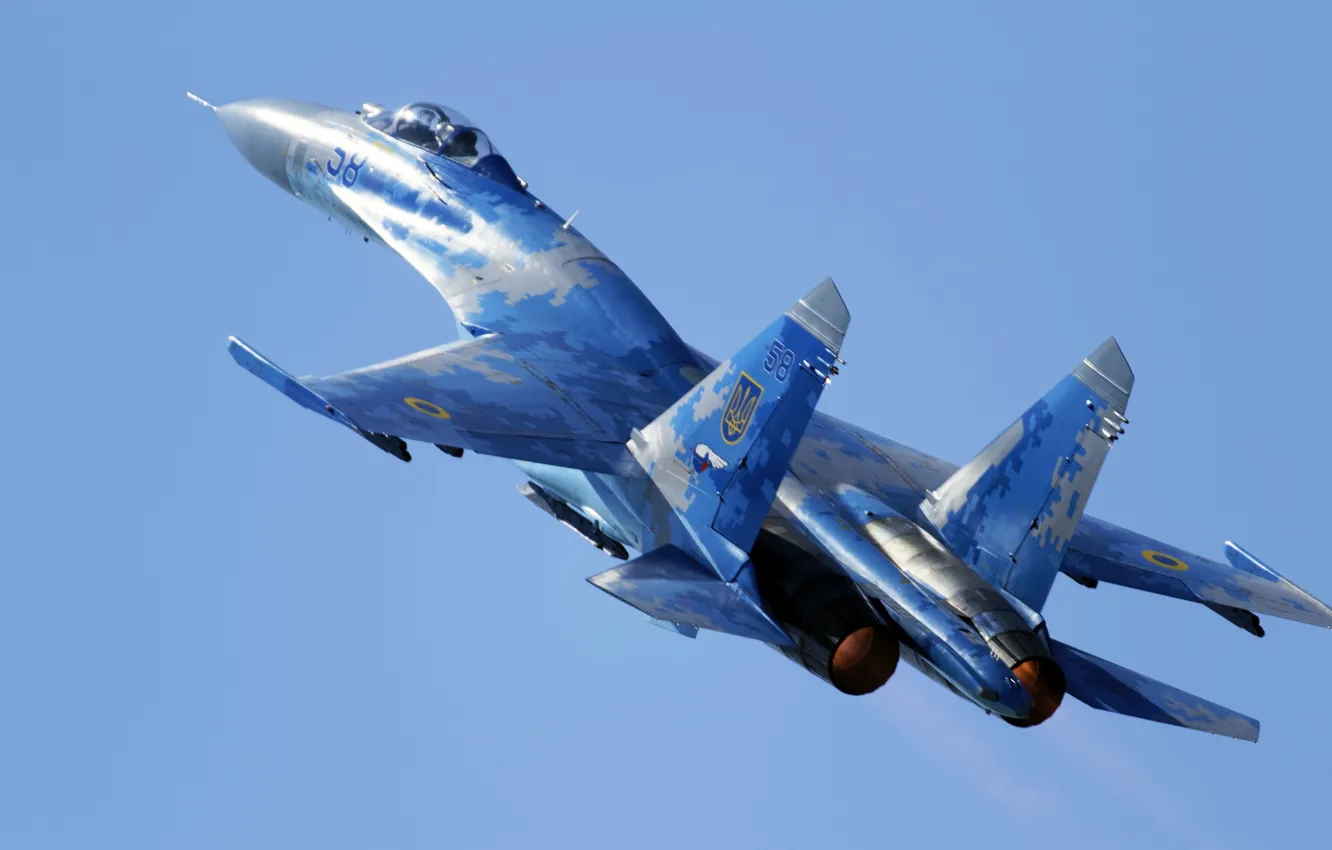 Фото обои истребитель, Sukhoi, Flanker, Su-27, Ukrainian