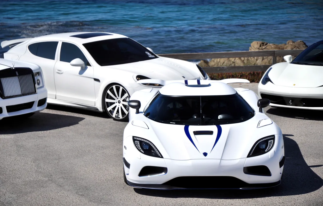 Фото обои Phantom, Koenigsegg, Феррари, Desktop, Машины, Ferrari, Белые, Порше