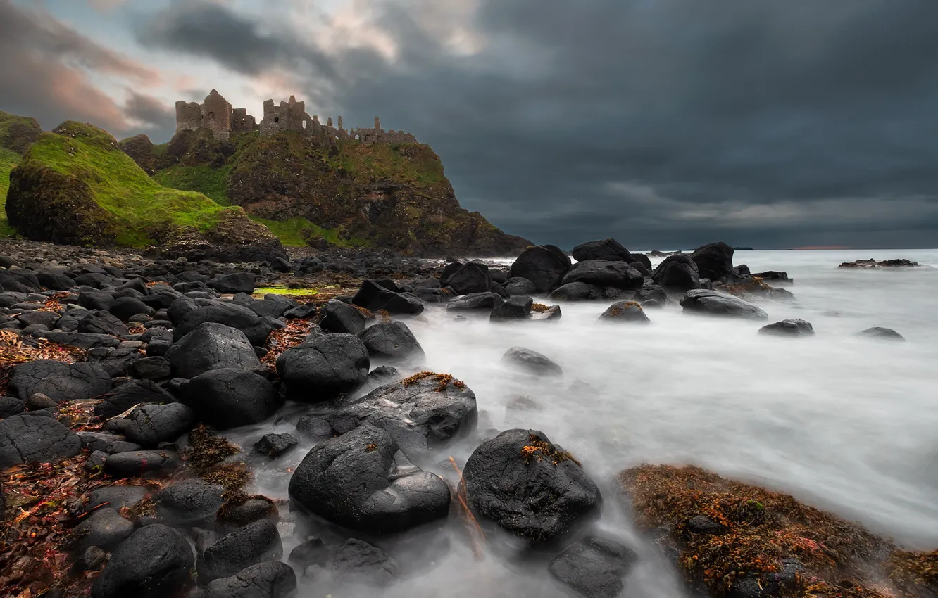 Фото обои Landscape, Ireland, Dunluce Castle