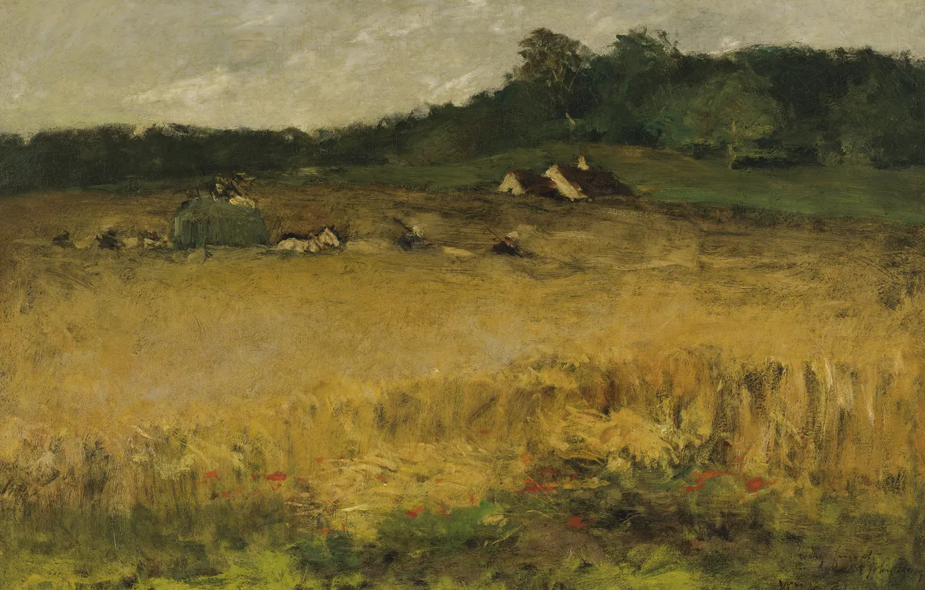 Фото обои пейзаж, картина, Пшеничное поле, 1884, Уильям Чейз, William Merritt Chase