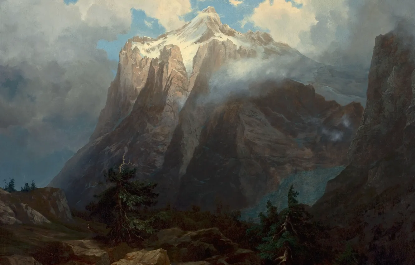 Фото обои пейзаж, горы, Альберт Бирштадт, Mount Brewer from King's River Canyon. California