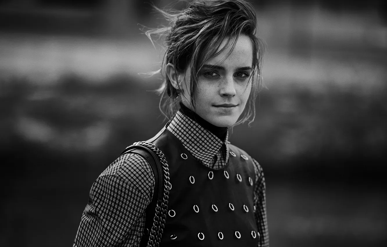 Фото обои фото, фон, портрет, актриса, черно-белое, красотка, Эмма Уотсон, Emma Watson