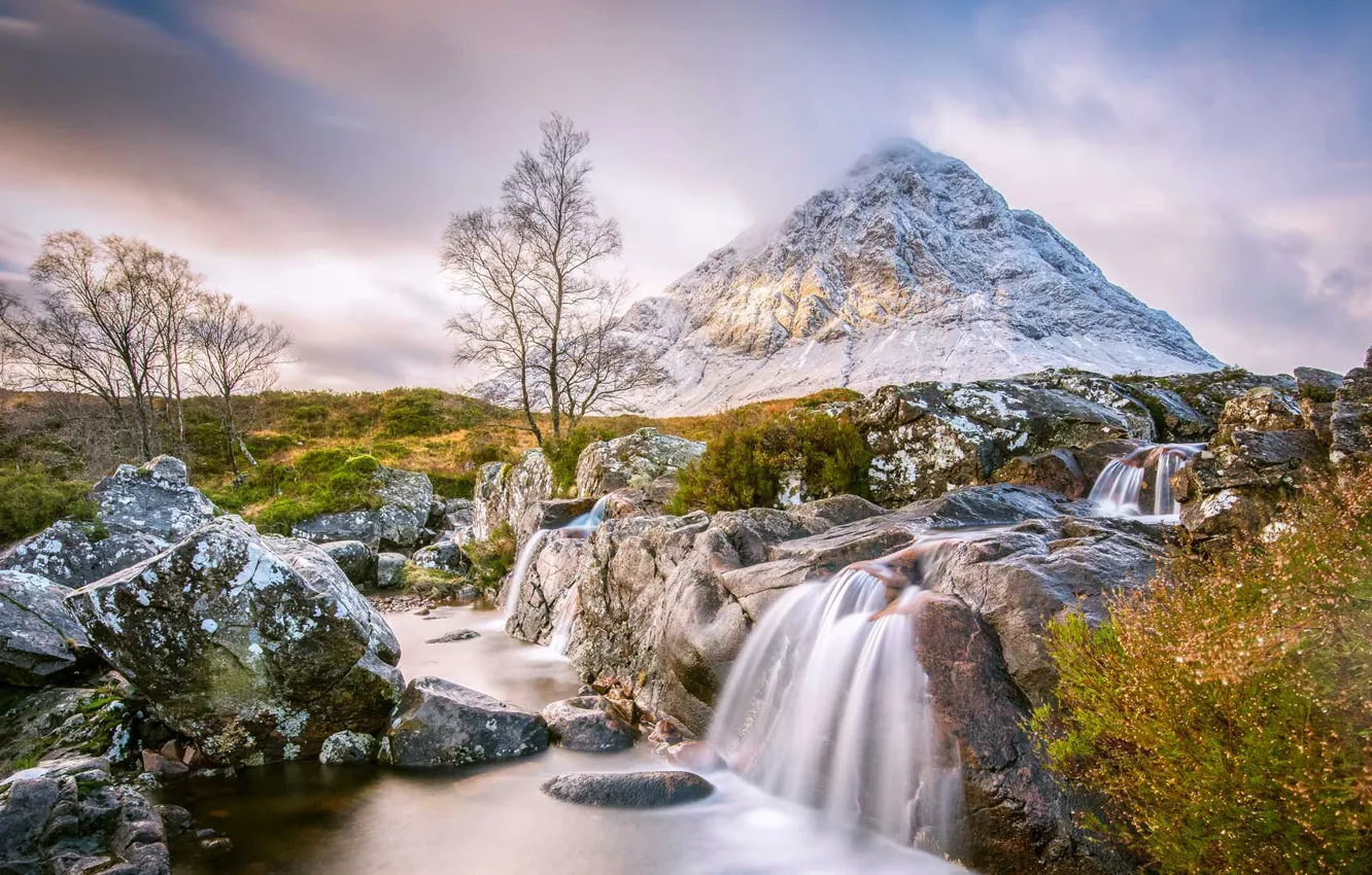 Фото обои река, ручей, камни, гора, Шотландия, Buachaille Etive Mor