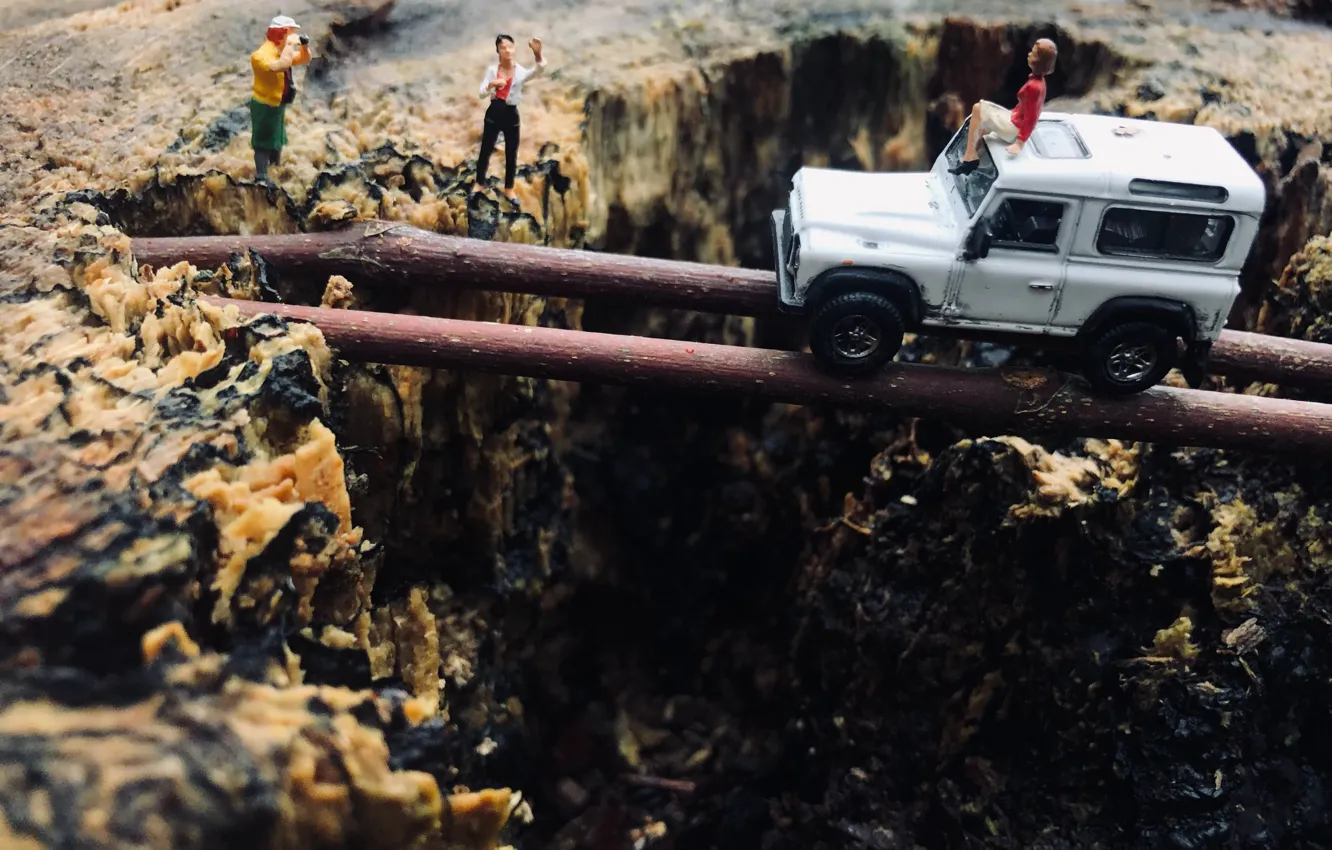 Фото обои Car, Model, people, Macro, Offroad, Toys, Land Rover Defender, Toy