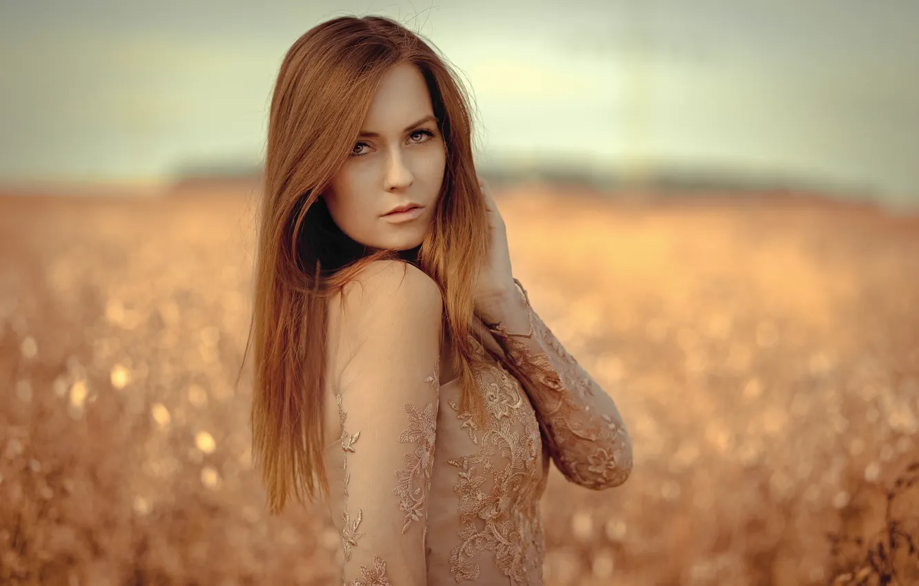 Фото обои взгляд, девушка, лицо, фон