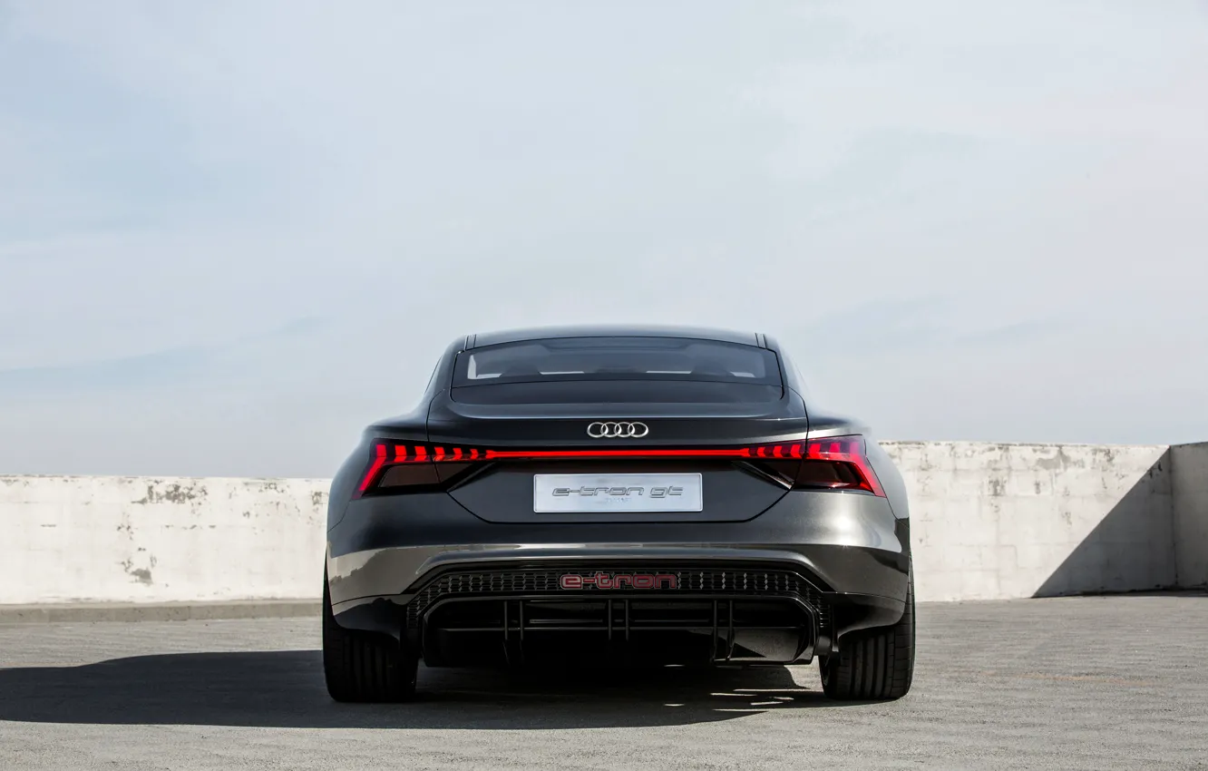 Фото обои Audi, купе, вид сзади, 2018, e-tron GT Concept, четырёхдверное
