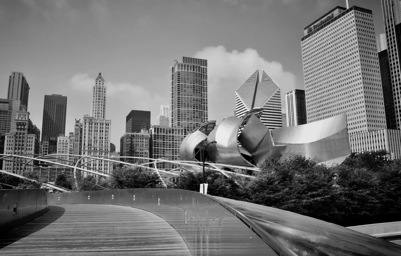 Фото обои city, небоскребы, черно белое, USA, америка, чикаго, Chicago, сша